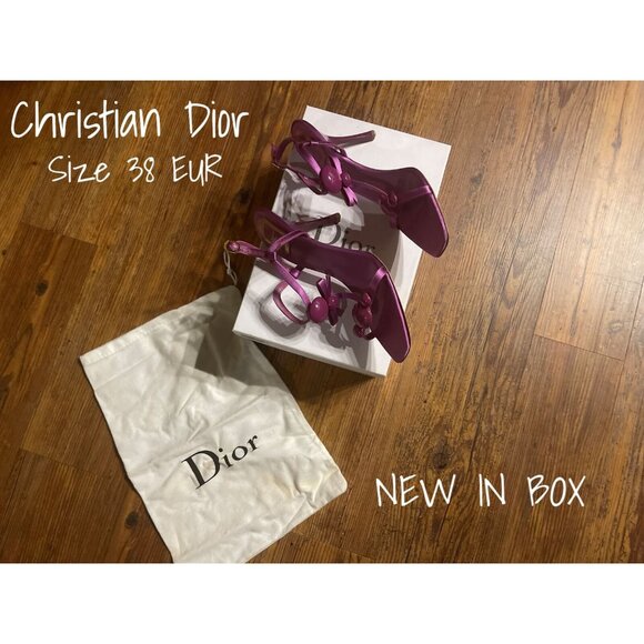 Christian Dior Jaipur Leather T-Strap Sandals Purple Size 38 EUR New In Box - Picture 1 of 2